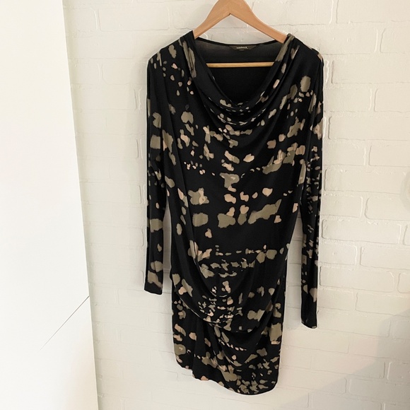 Anthropologie x Sandwich_ Draped dress Cowl neckline Abstract print tie dye sz M - Picture 3 of 12